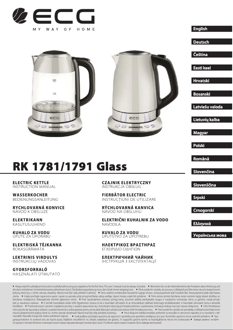Page n°1 - Manuel utilisateur ECG RK 1781 Glass
