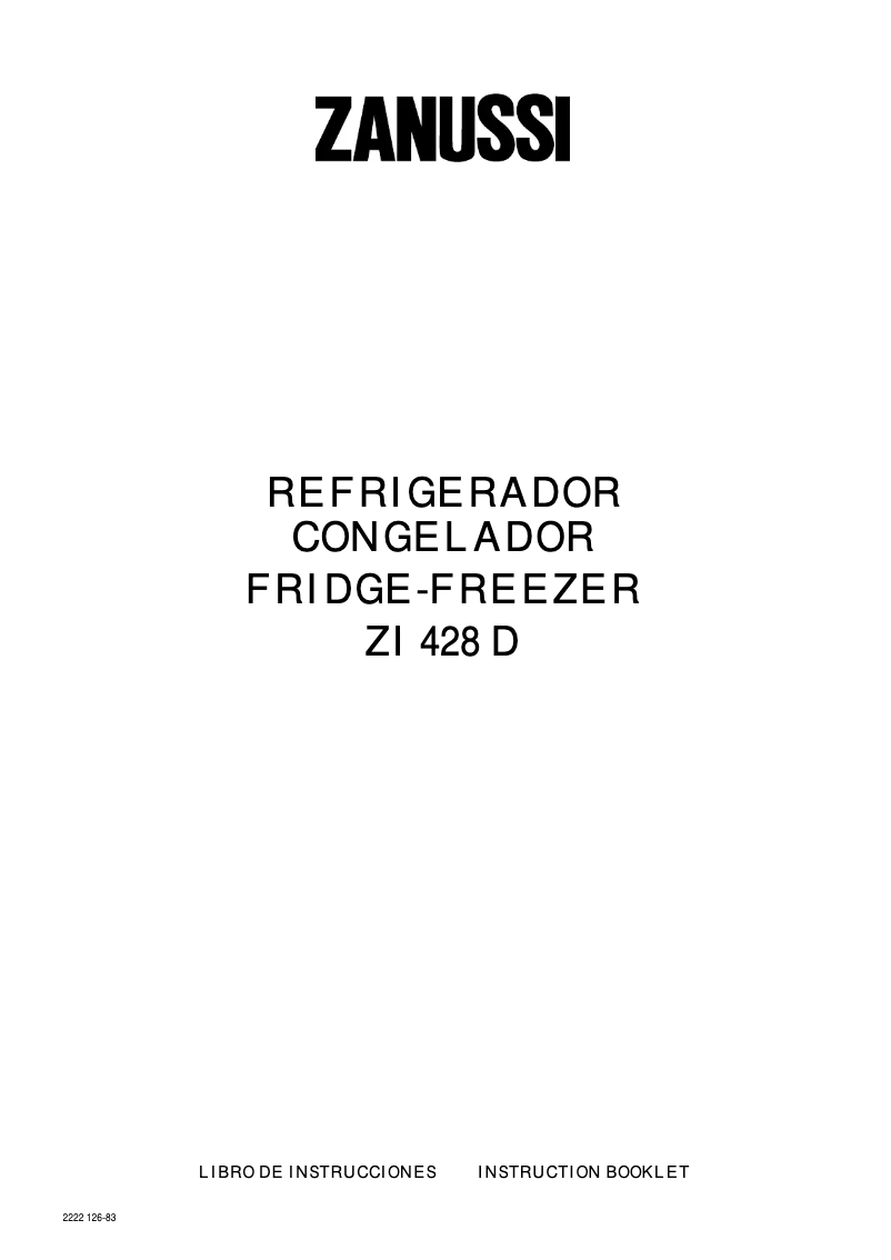 Page 1 de la notice Manuel utilisateur Zanussi ZI428D
