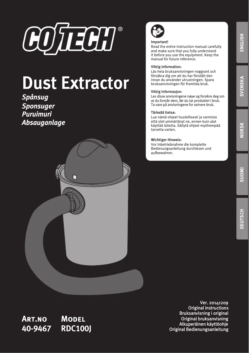 Page n°1 - Manuel utilisateur Cotech RDC100J