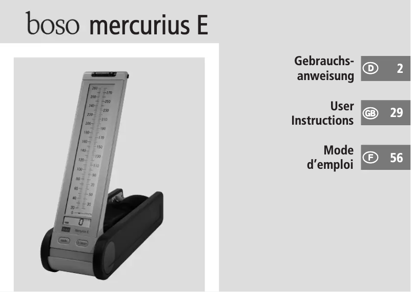 Page 1 de la notice Manuel utilisateur Boso Mercurius E