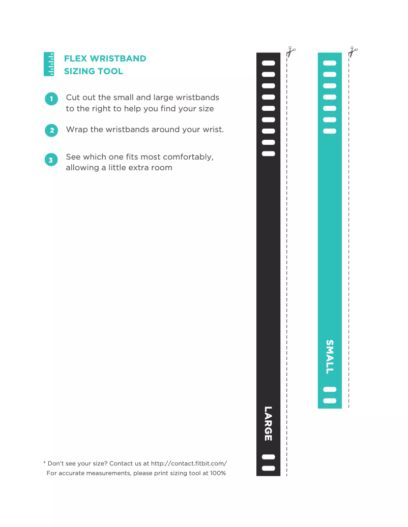 Page 1 de la notice Guide de mesure Fitbit Flex