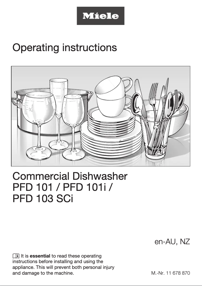 Page 1 de la notice Manuel d'utilisation et d'entretien Miele PFD 103 SCi XXL