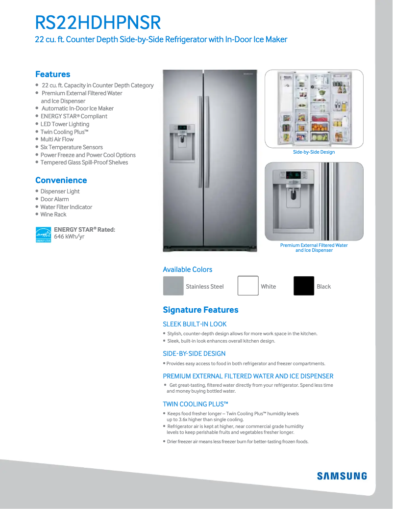 Image de la première page du manuel de l'appareil RS22HDHPNSR