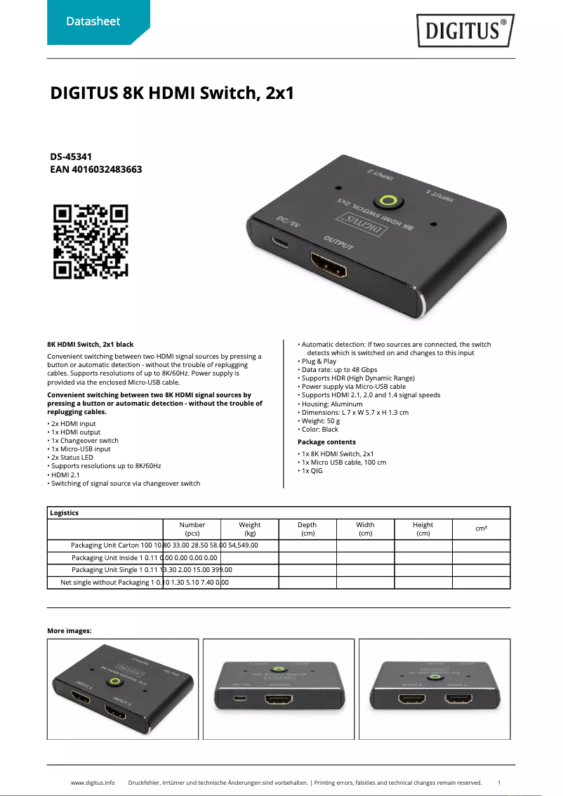 Imagen de la primera página del manual del dispositivo DS-45341