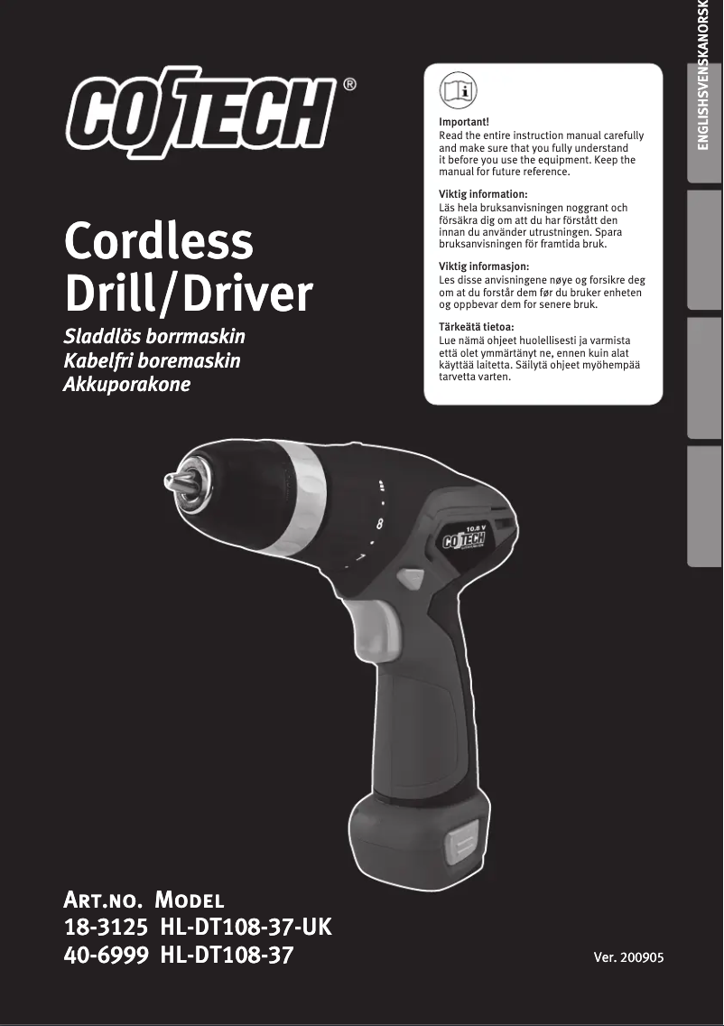 Page n°1 - Manuel utilisateur Cotech HL-DT108-37