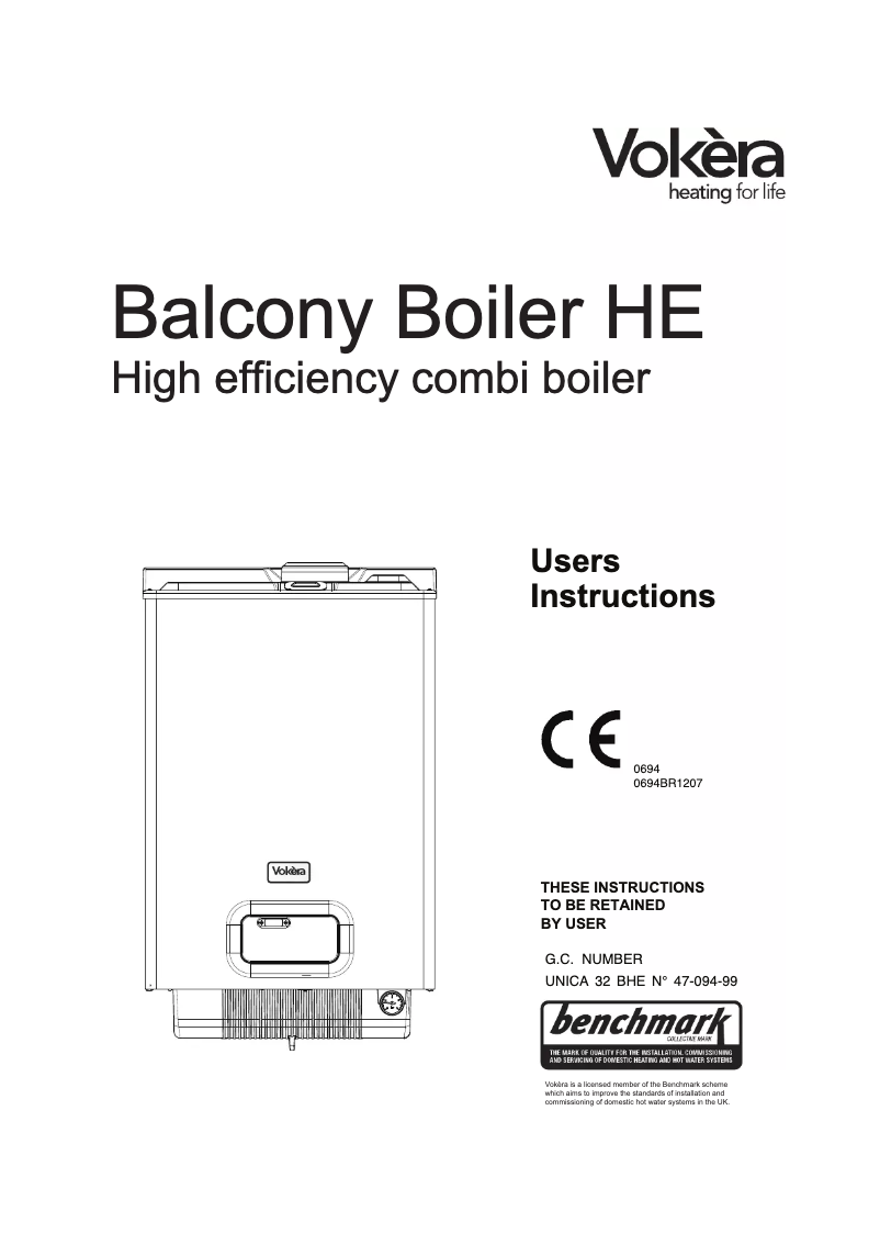 Page 1 de la notice Manuel utilisateur Vokèra Unica 28HE
