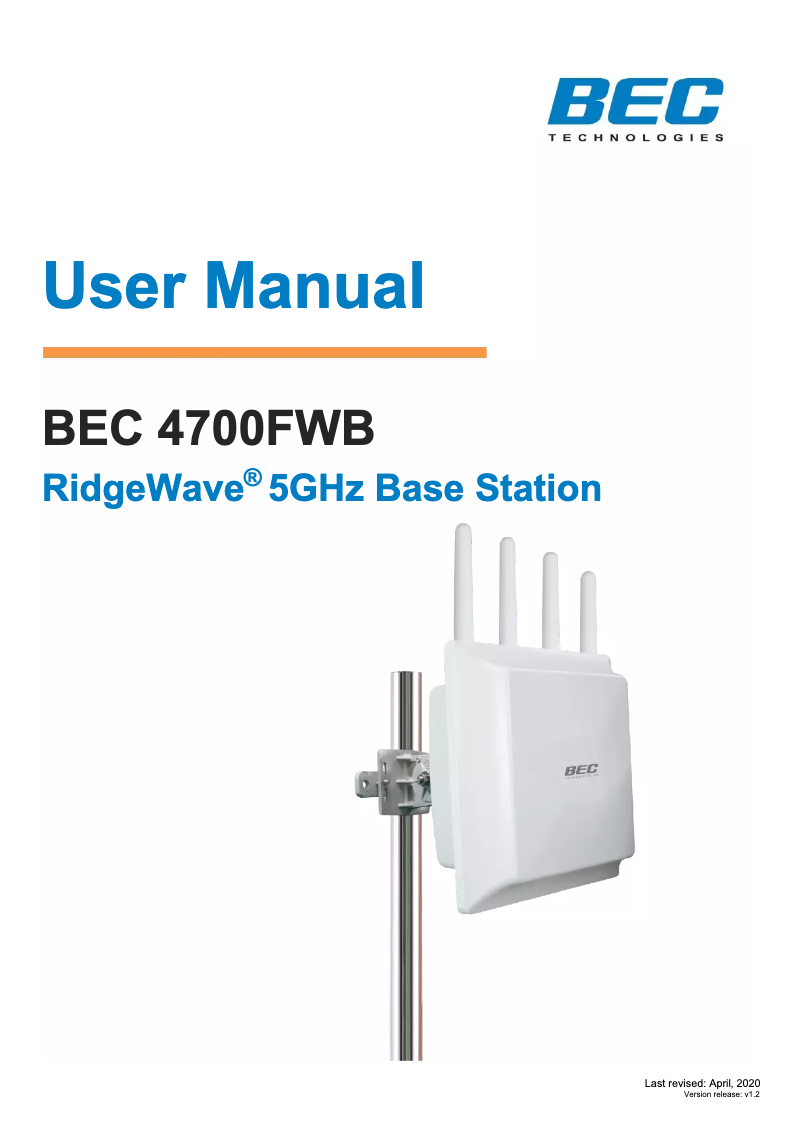 Page n°1 - Manuel utilisateur BEC Technologies RidgeWave 4700FWB