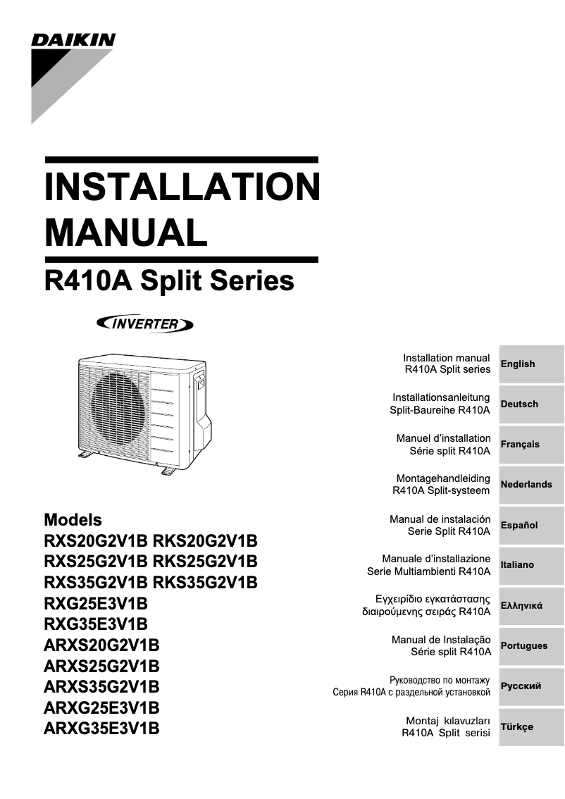 Page 1 de la notice Manuel utilisateur Daikin RXS20G2V1B