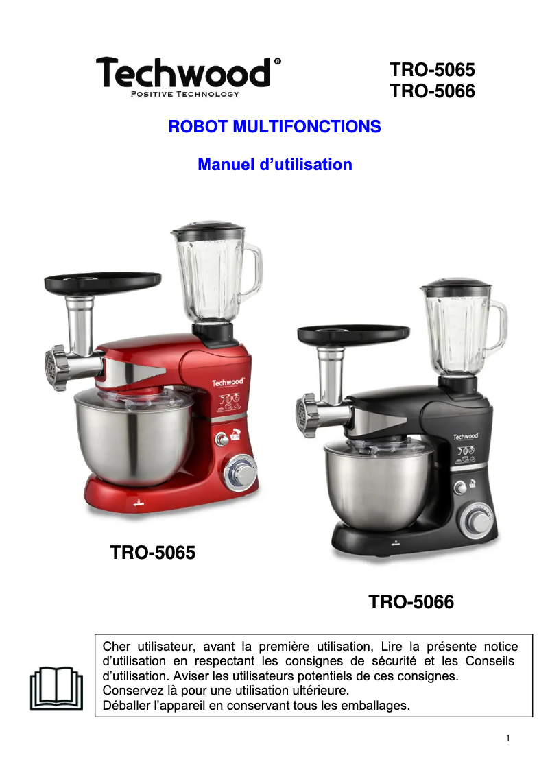 Page 1 de la notice Manuel utilisateur Techwood TRP-1366