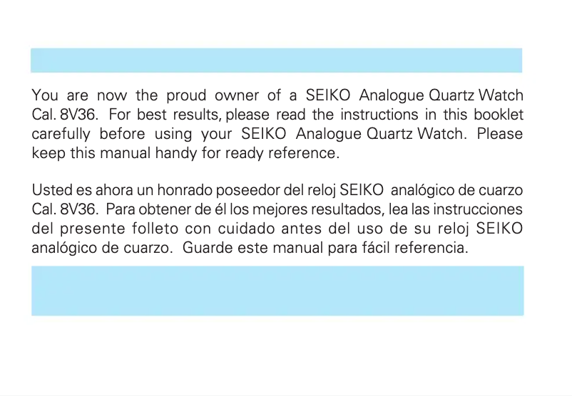 Page n°1 - Manuel utilisateur Seiko 8V36