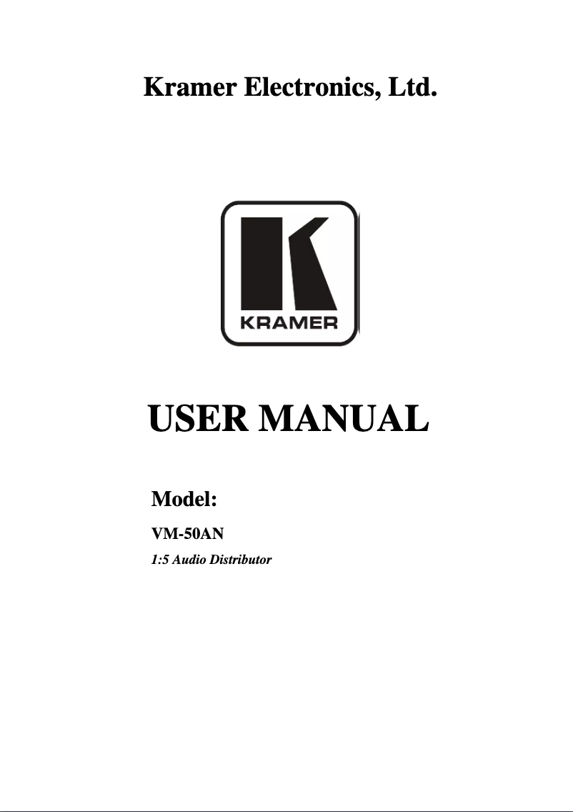 Page n°1 - Manuel utilisateur Kramer VM-50