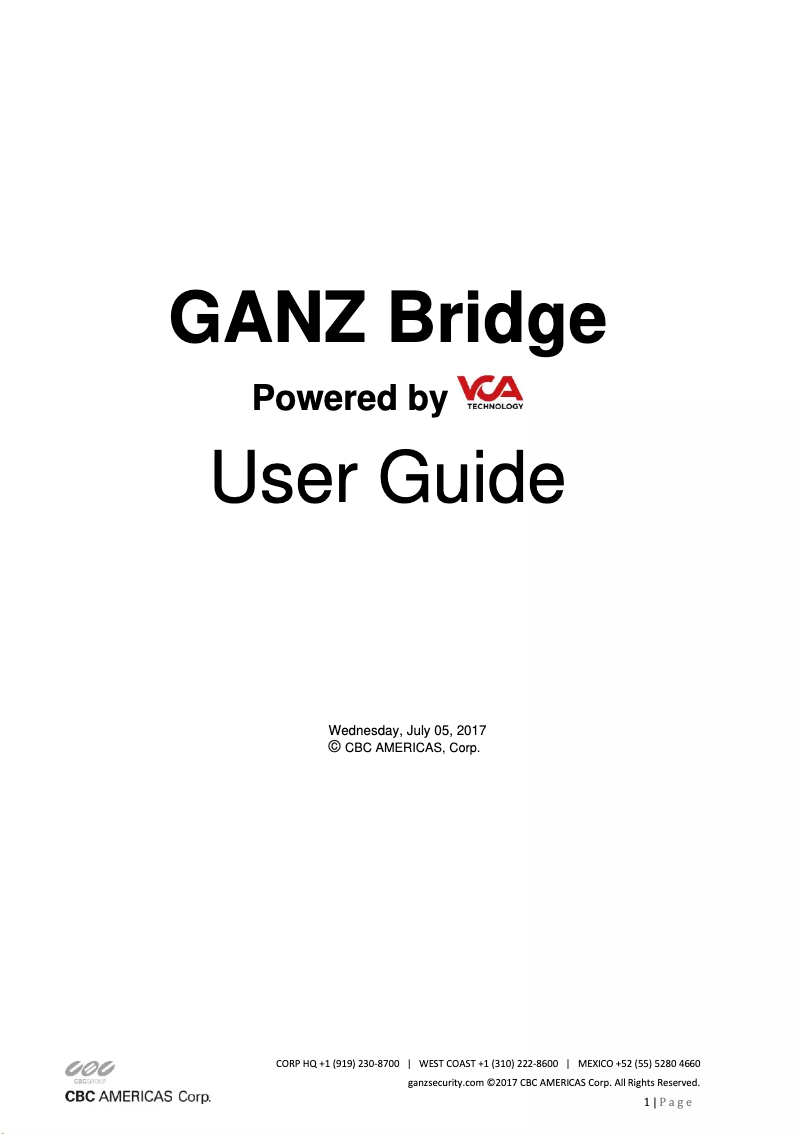 Page 1 de la notice Manuel utilisateur Ganz ZN1A-BP3500