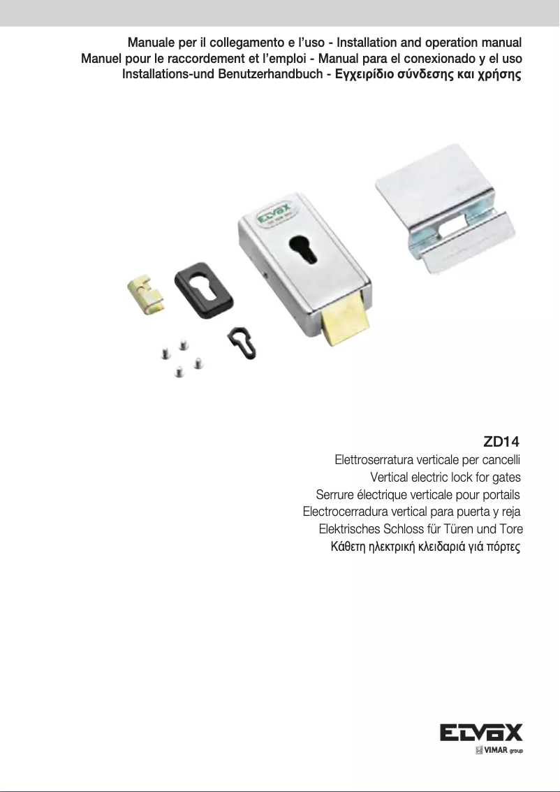 Page n°1 - Manuel utilisateur Vimar ELVOX ZD14