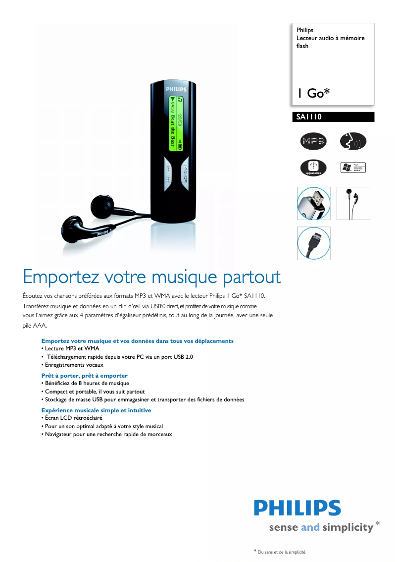 Image de la première page du manuel de l'appareil SA1110