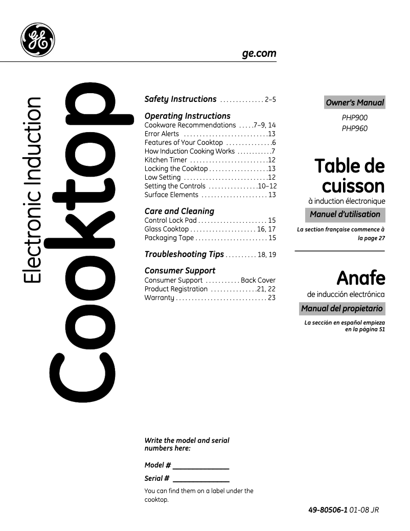 Image de la première page du manuel de l'appareil Profile PHP960DMBB