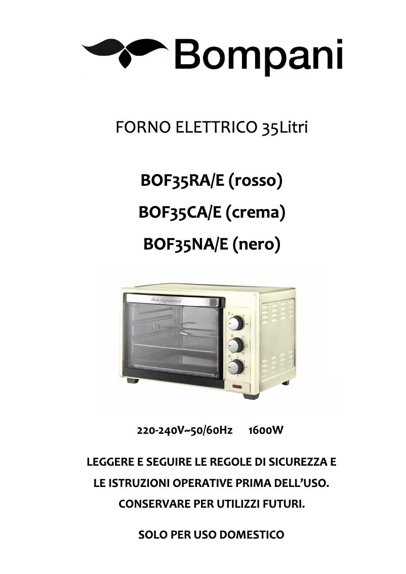 Page n°1 - Manuel utilisateur Bompani BOF35CA/E