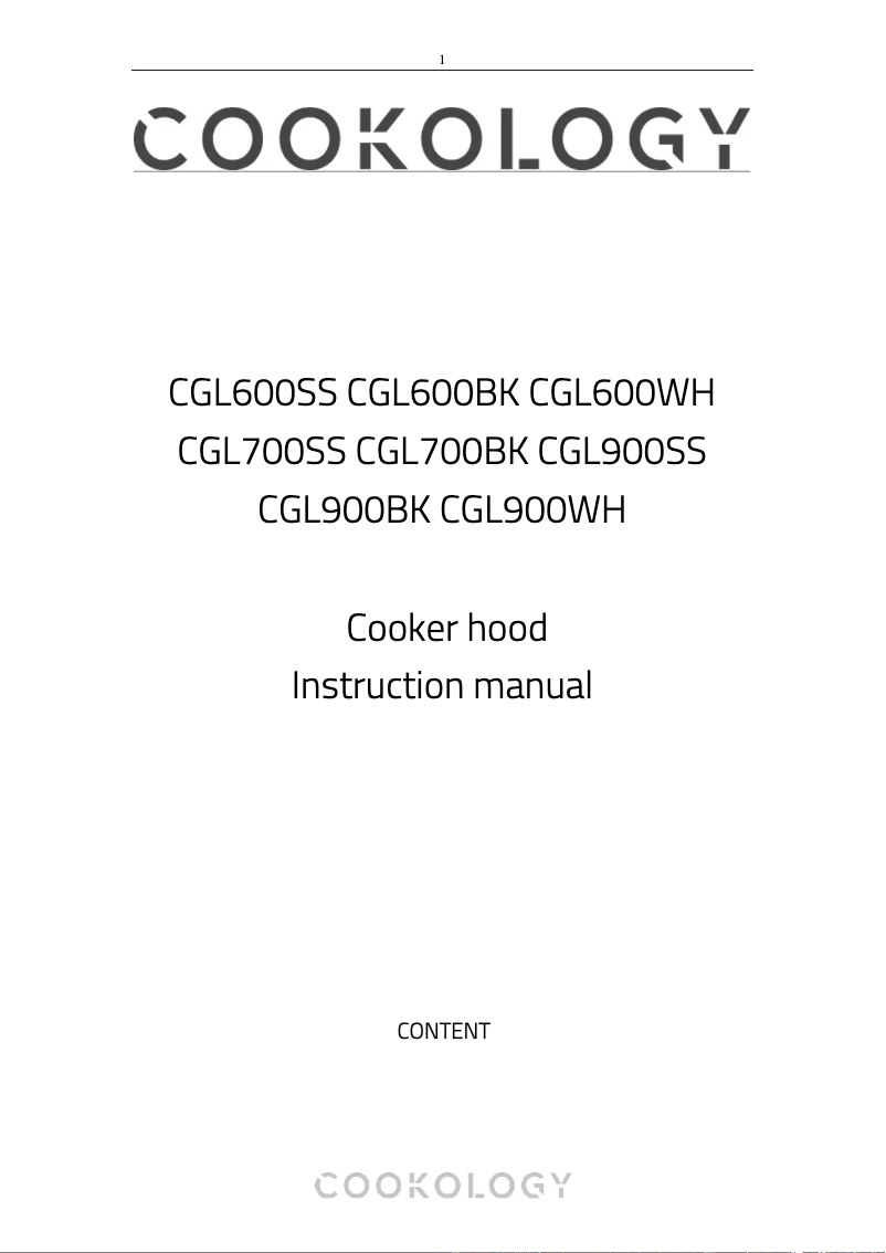 Page 1 de la notice Manuel utilisateur Cookology CGL900WH