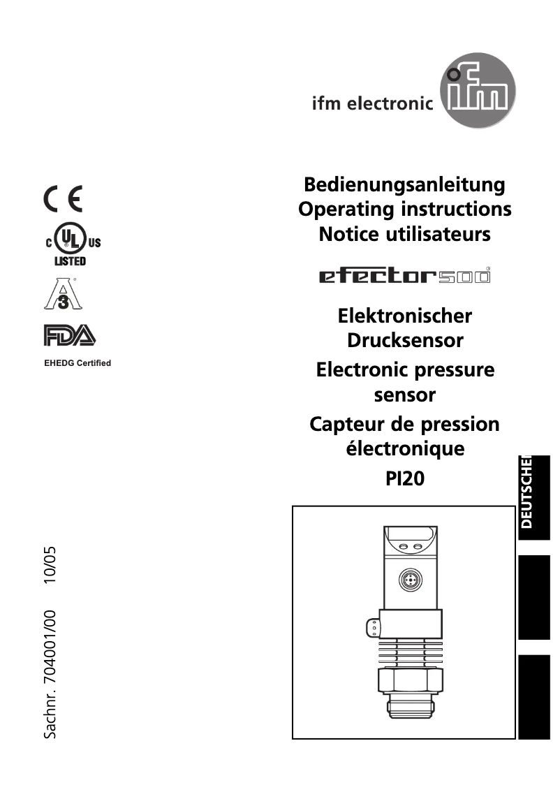 Page 1 de la notice Manuel utilisateur IFM PH1214