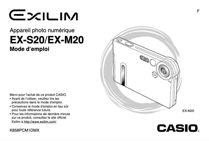 Page 1 de la notice Manuel utilisateur Casio Exilim EX-S20