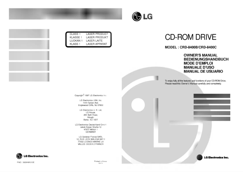 Page n°1 - Manuel utilisateur LG CRD-8400C