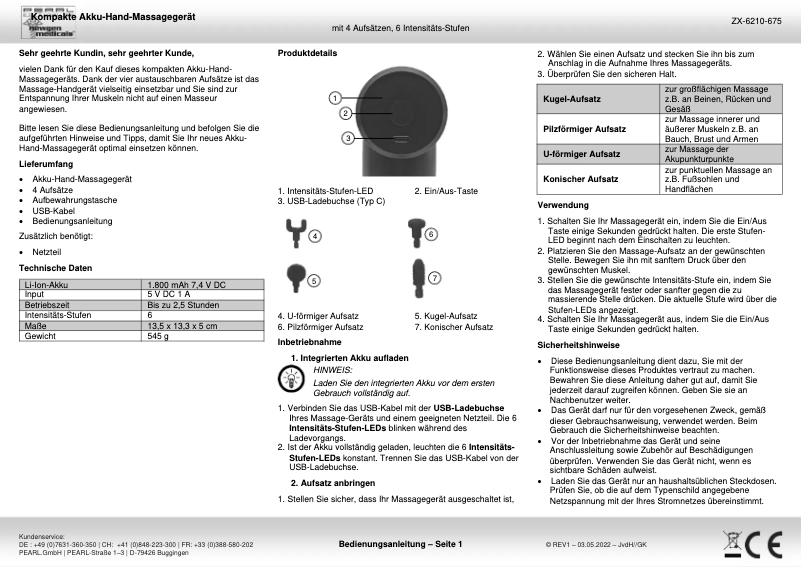 Page n°1 - Manuel utilisateur Newgen Medicals ZX-6210-919