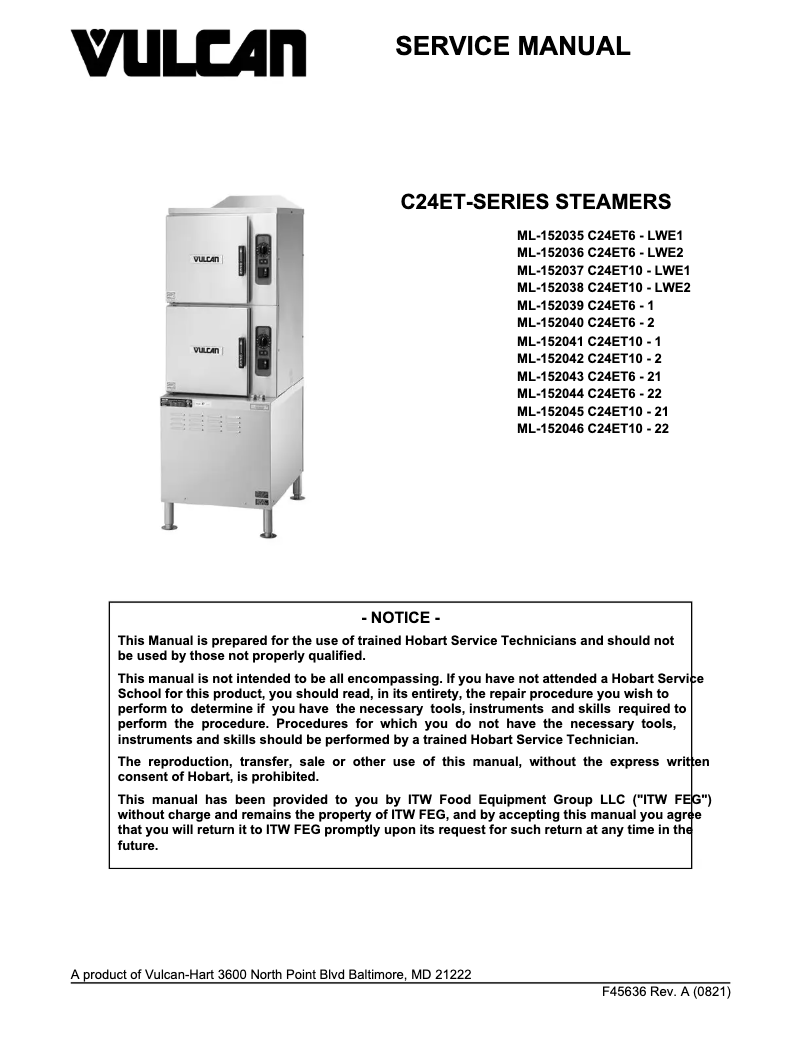 Page 1 de la notice Manuel utilisateur Vulcan C24ET10-LWE
