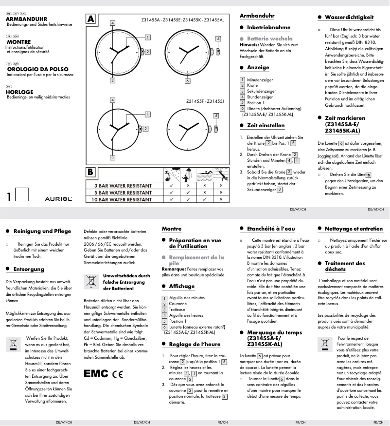 Page 1 de la notice Manuel utilisateur Auriol Z31455E