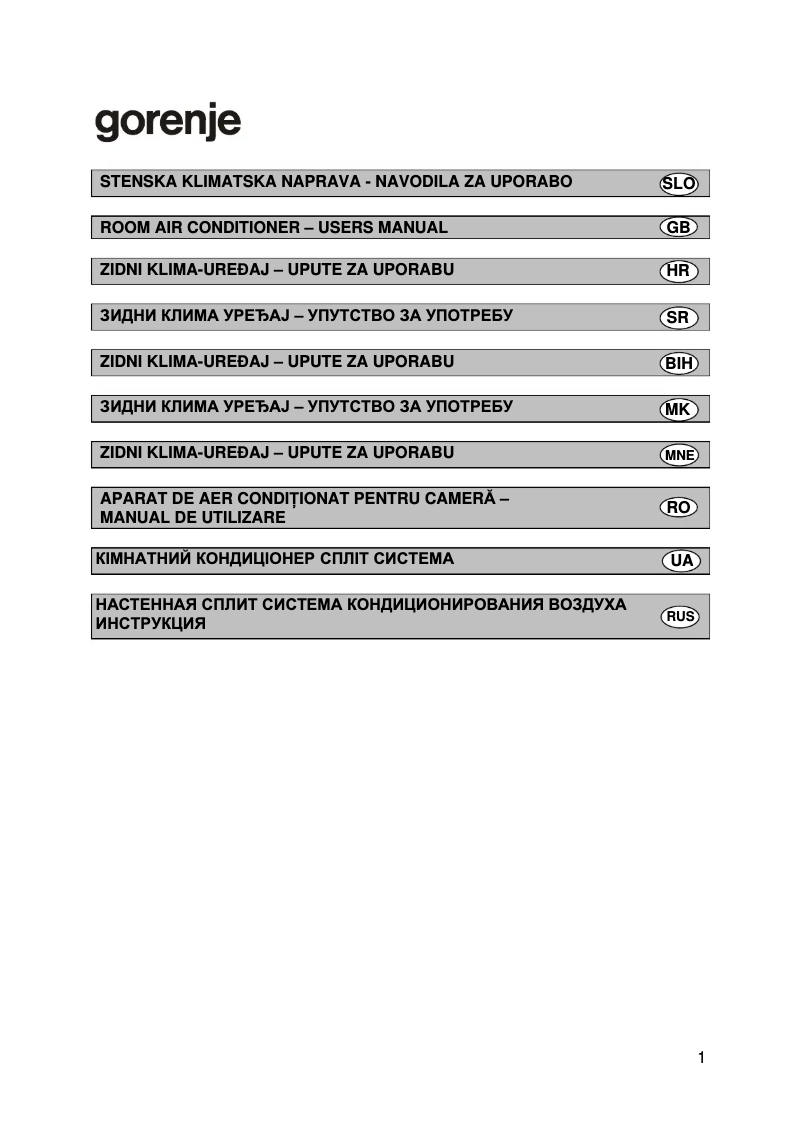 Page 1 de la notice Manuel utilisateur Gorenje KAS26NF1INVN