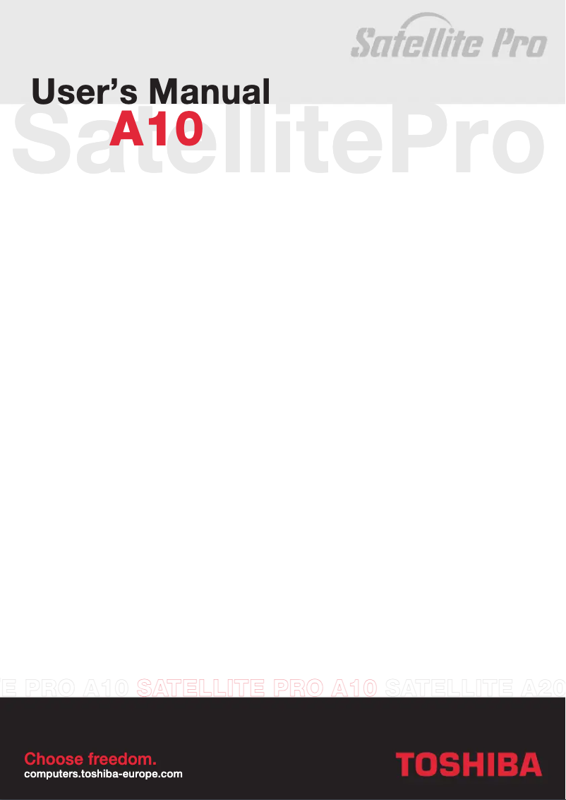 Image de la première page du manuel de l'appareil Satellite Pro A10