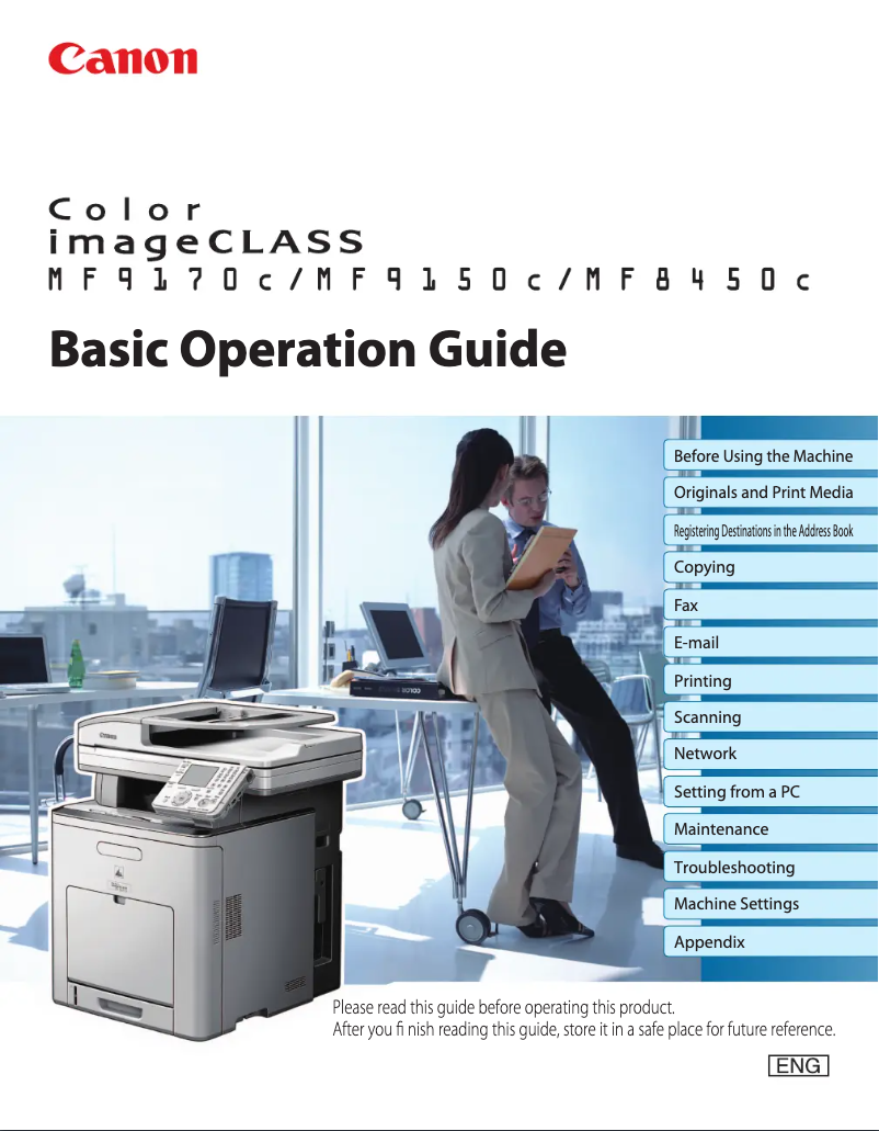 Image de la première page du manuel de l'appareil Color imageCLASS MF9150c
