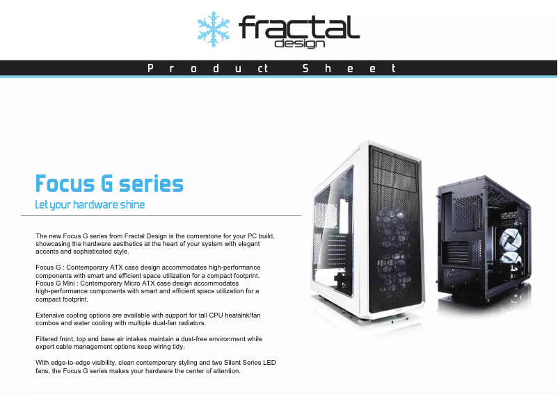 Page 1 de la notice Fiche technique Fractal Design Focus G Mini