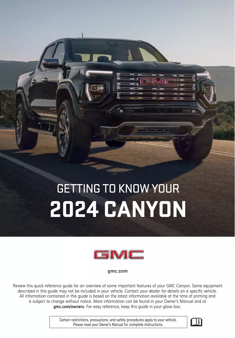 Page 1 de la notice Guide de démarrage rapide GMC Canyon (2024)