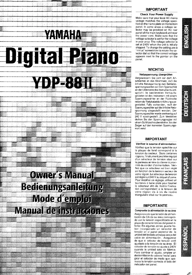 Page n°1 - Manuel utilisateur Yamaha YDP-88II