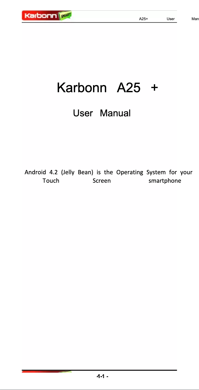 Página 1 del manual Manual de usuario Karbonn A25+