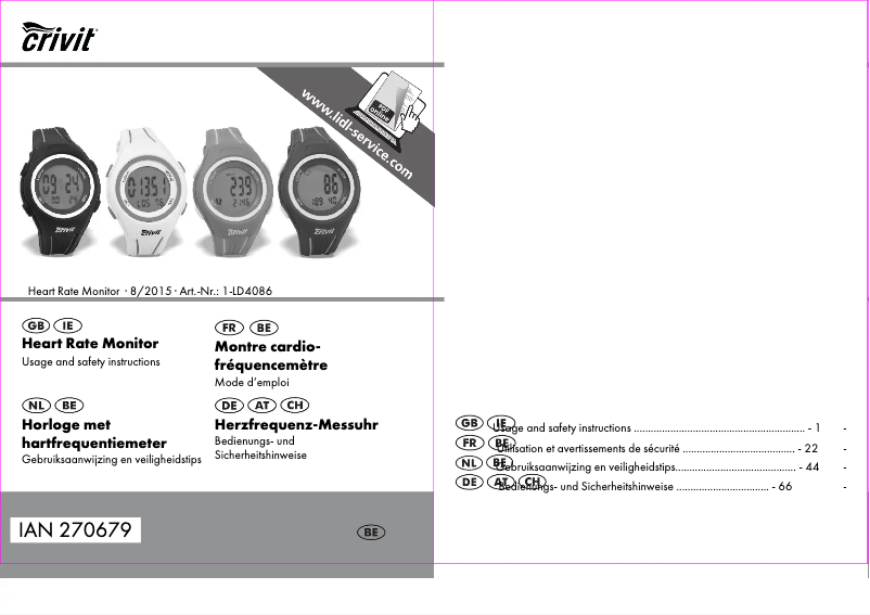 Page 1 de la notice Manuel utilisateur Crivit 1-LD4086 IAN 270679