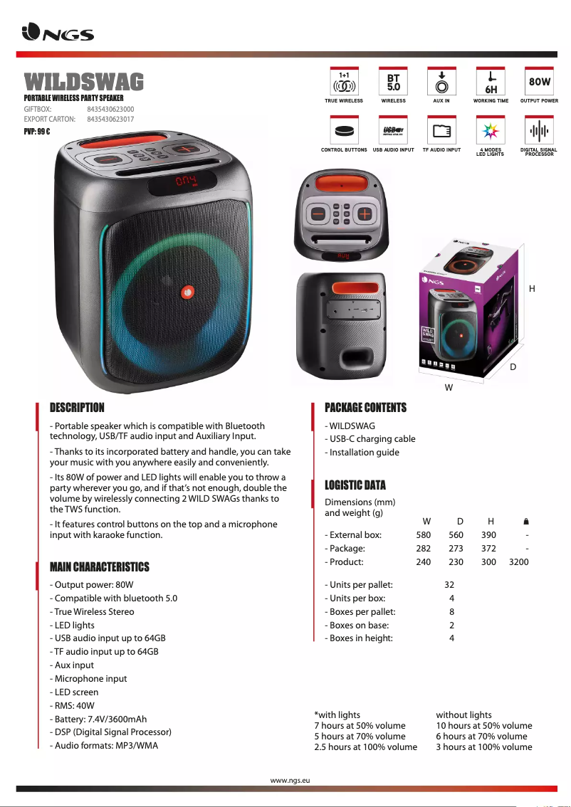 Image de la première page du manuel de l'appareil Wild Swag