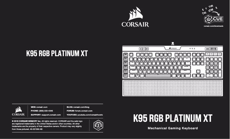 Page 1 de la notice Manuel utilisateur Corsair K95 RGB Platinum XT