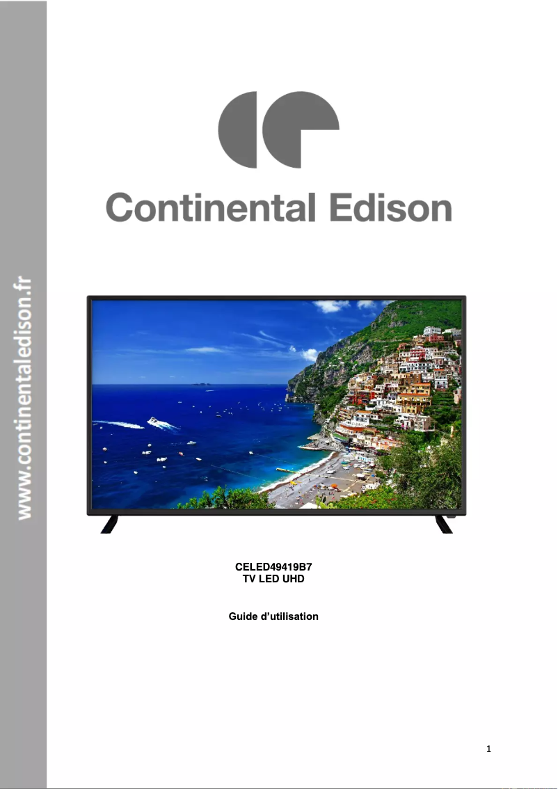 Page 1 de la notice Manuel utilisateur Continental Edison CELED49419B7