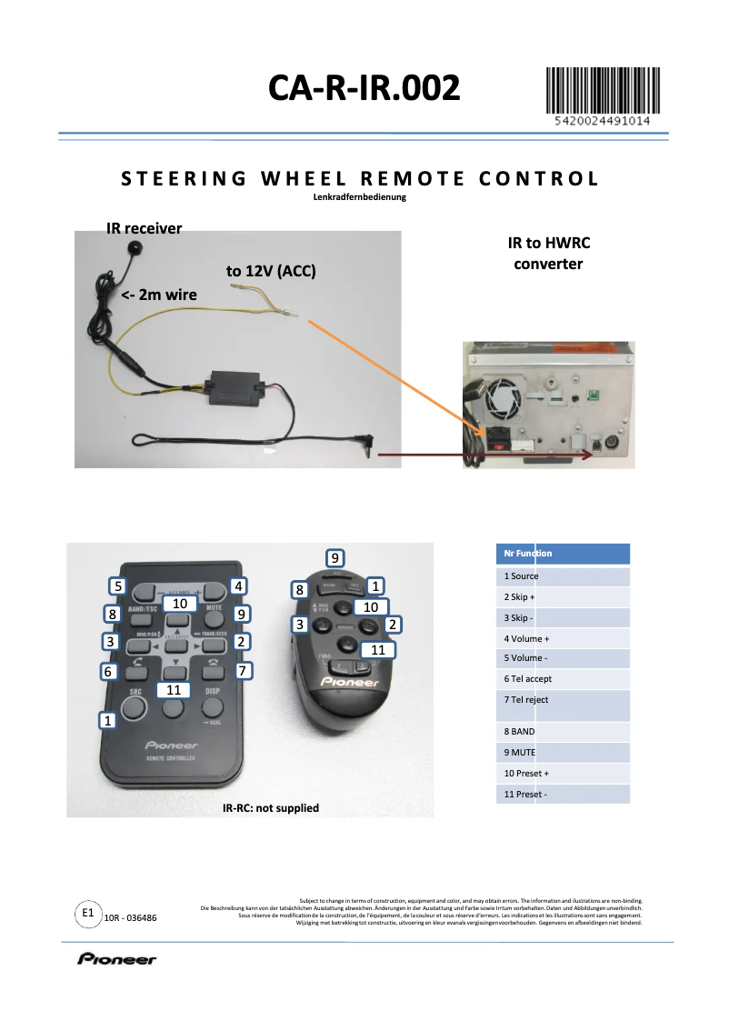 Image de la première page du manuel de l'appareil CA-R-IR.002