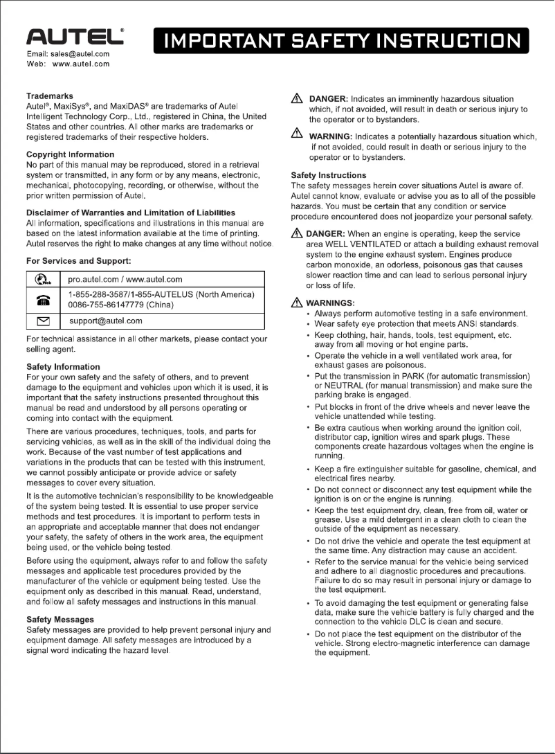 Page 1 de la notice Guide de démarrage rapide Autel MaxiSYS MS909EV