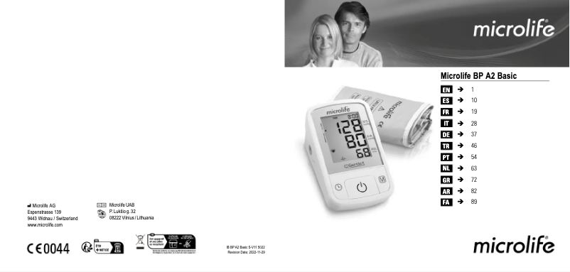 Page 1 de la notice Manuel utilisateur Microlife BP A2 Basic