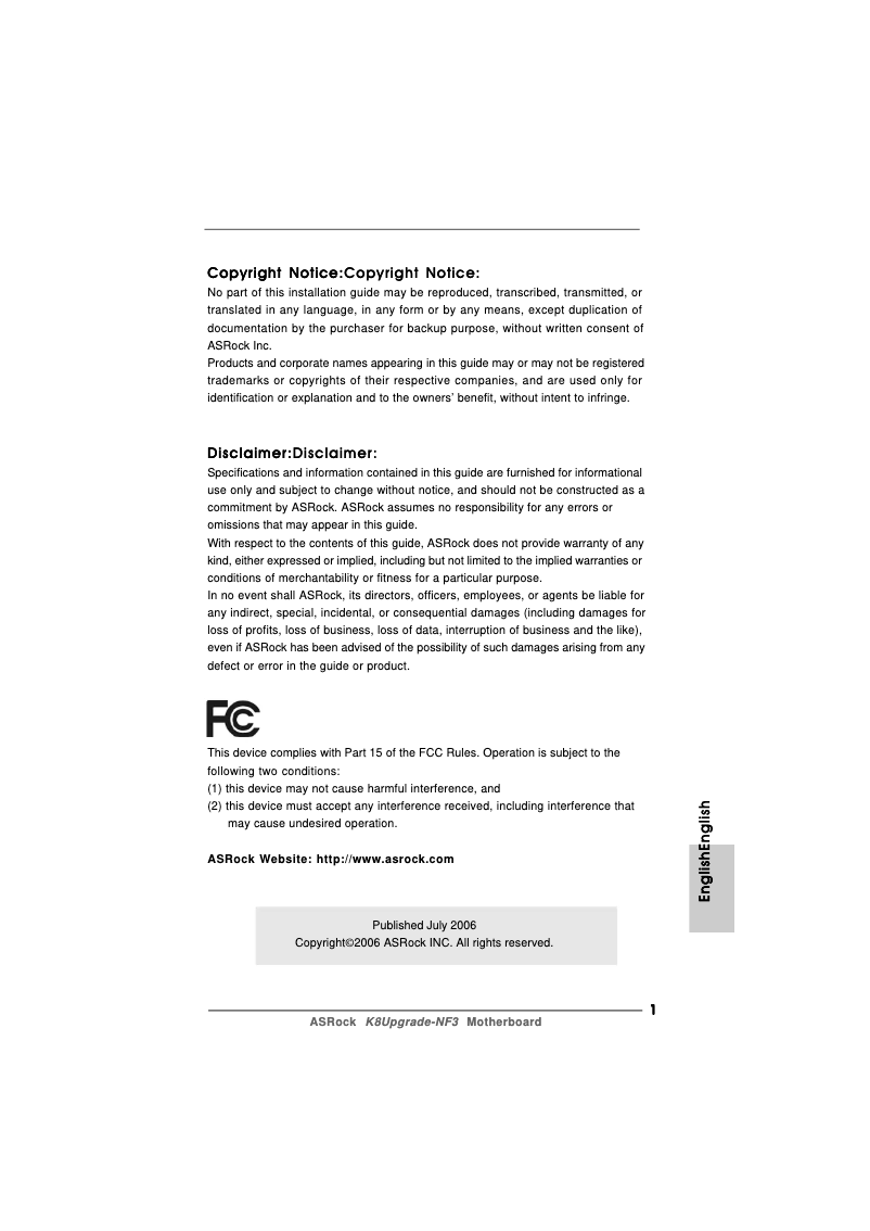 Image de la première page du manuel de l'appareil K8Upgrade-NF3