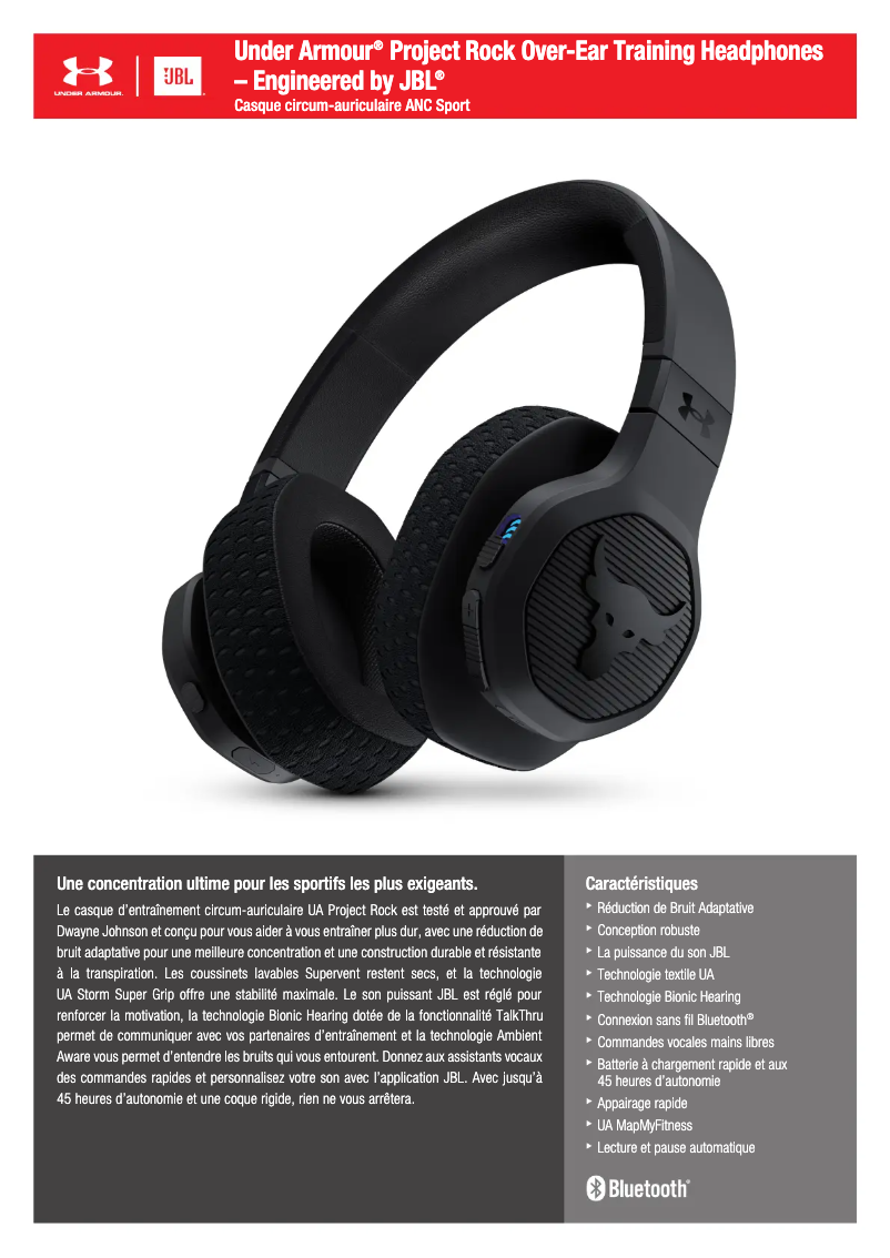 Image de la première page du manuel de l'appareil UA Project Rock Over-Ear Training Headphones