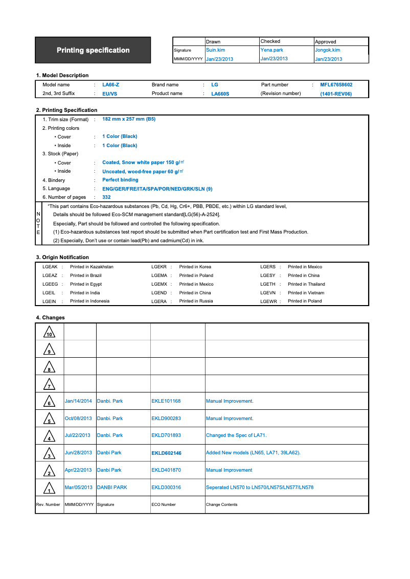 Página 1 del manual Manual de usuario LG 60LA7408