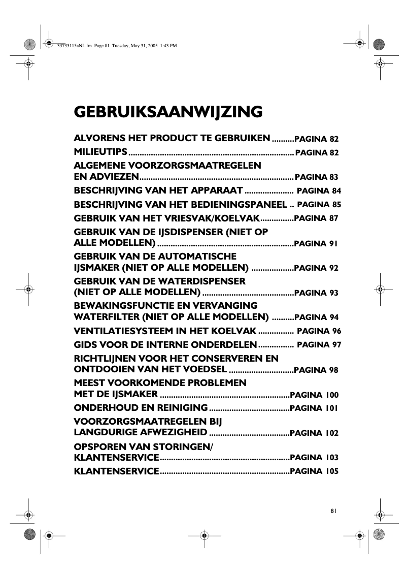 Page 1 de la notice Manuel utilisateur Whirlpool S25DRBB33