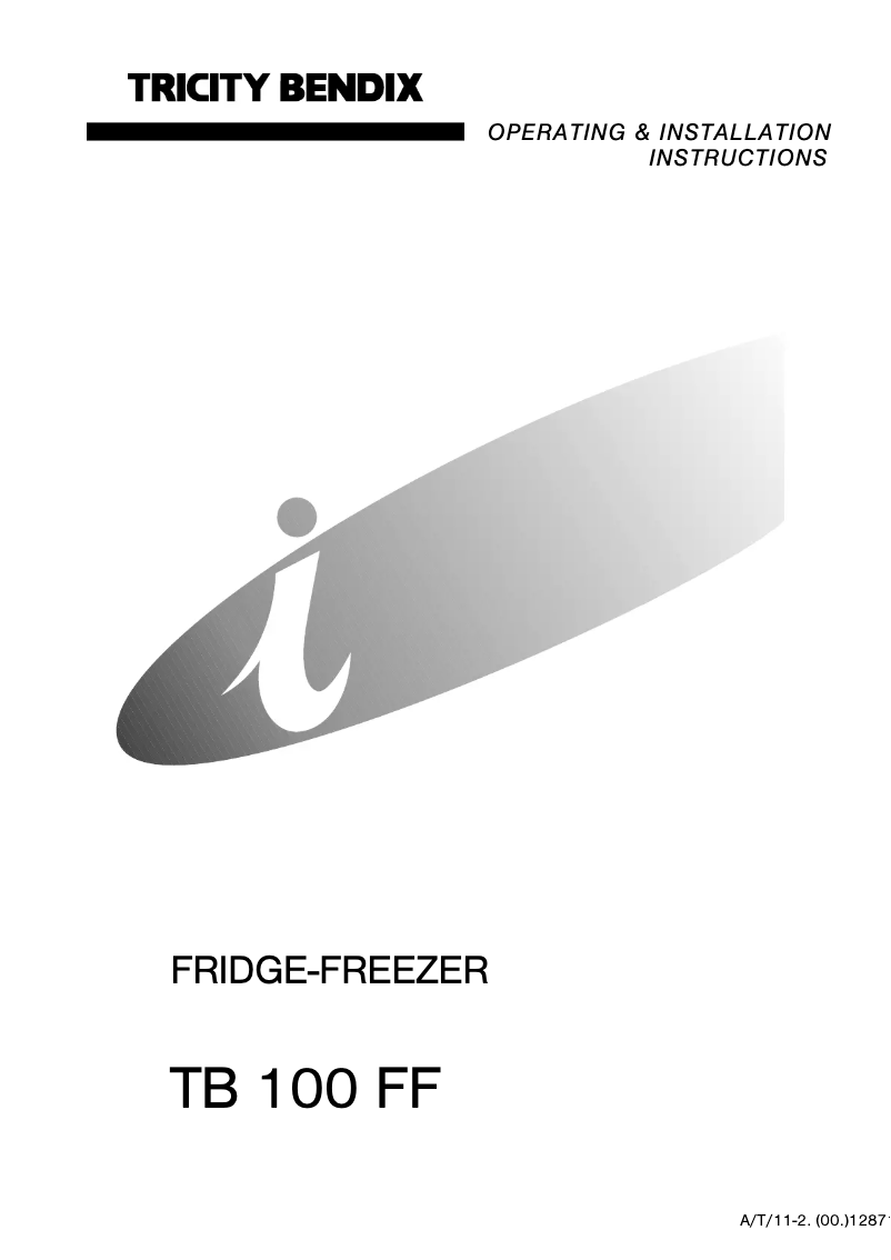 Page n°1 - Manuel utilisateur Tricity Bendix TB100FF