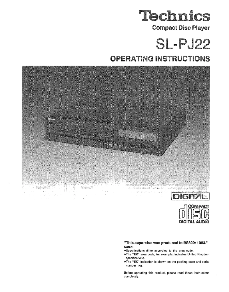 Page 1 de la notice Manuel utilisateur Panasonic SL-PJ22