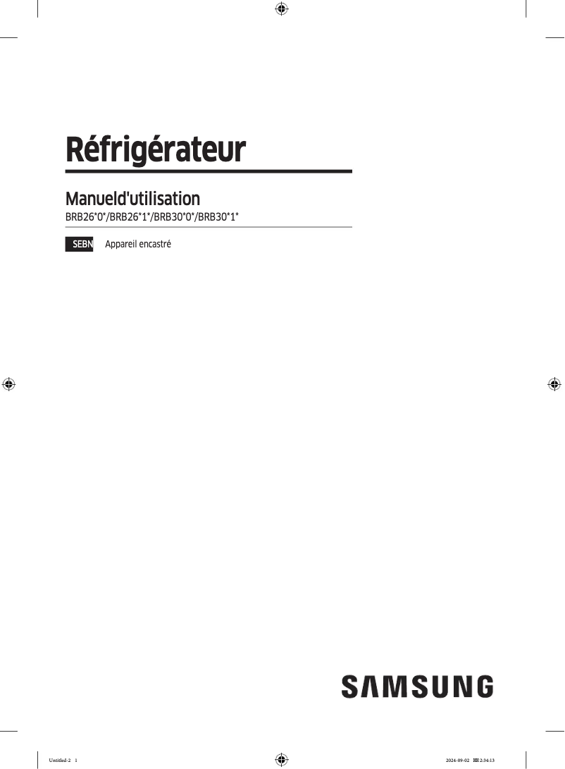 Page 1 de la notice Manuel utilisateur Samsung BRB3N715EWW