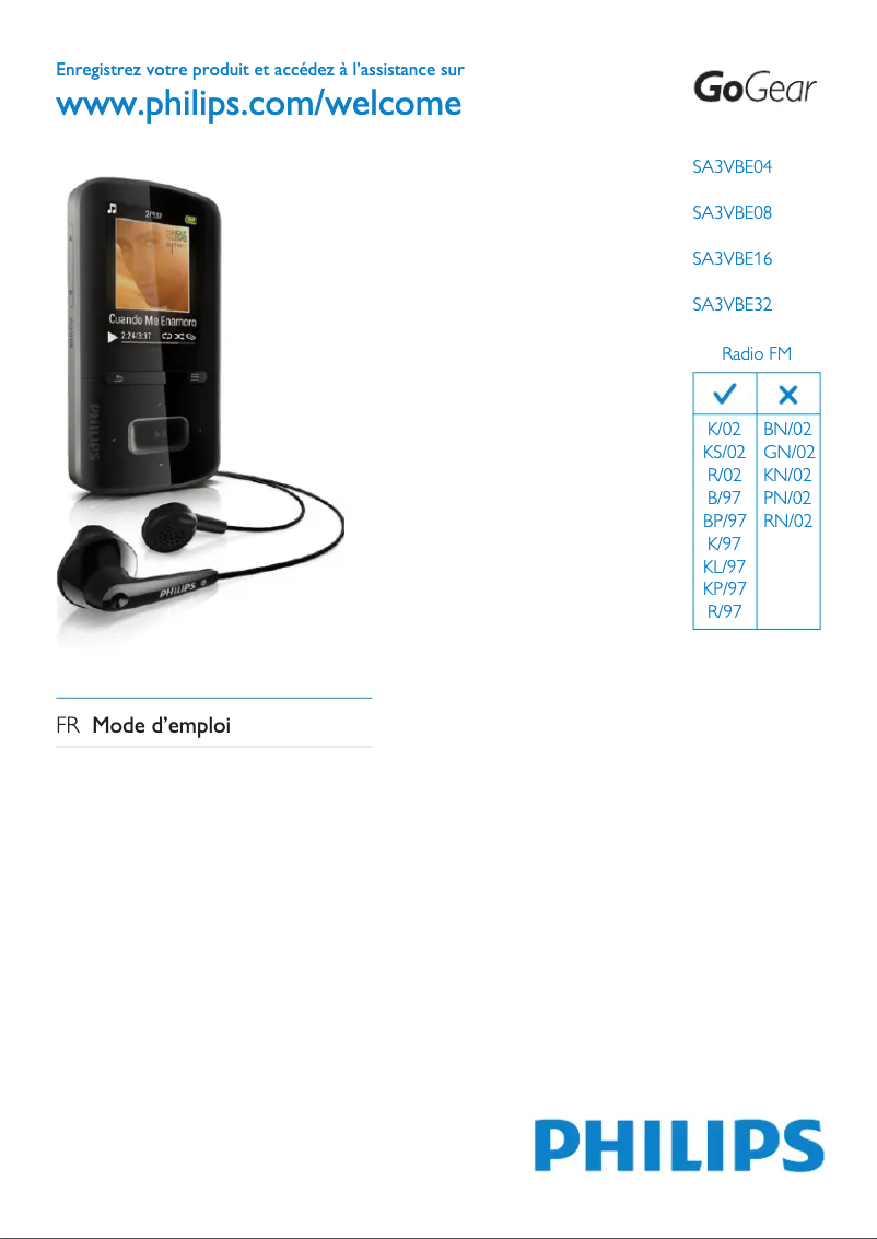 Page n°1 - Manuel utilisateur Philips GoGear ViBE SA3VBE04BP