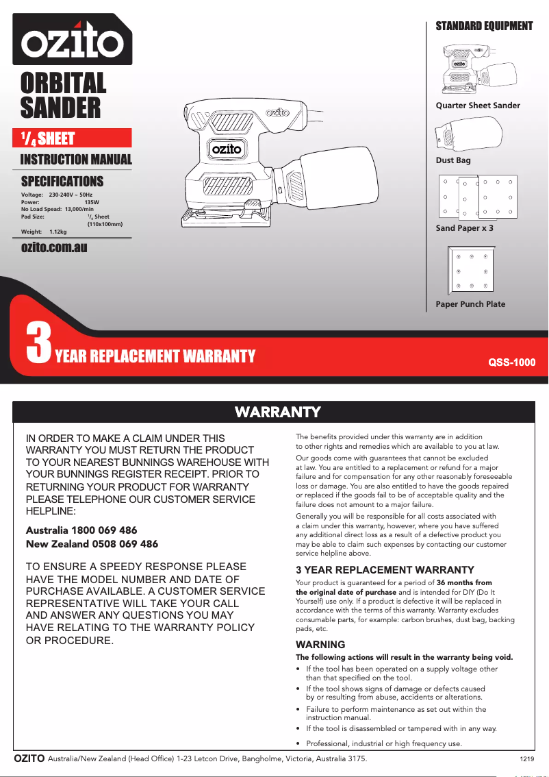 Image de la première page du manuel de l'appareil QSS-1000
